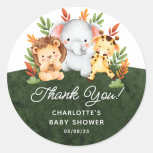 Jungle Animals Favor Classic Round Sticker