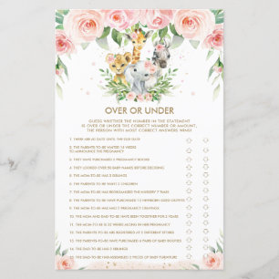 Jungle Animals Floral Baby Over or Under Game