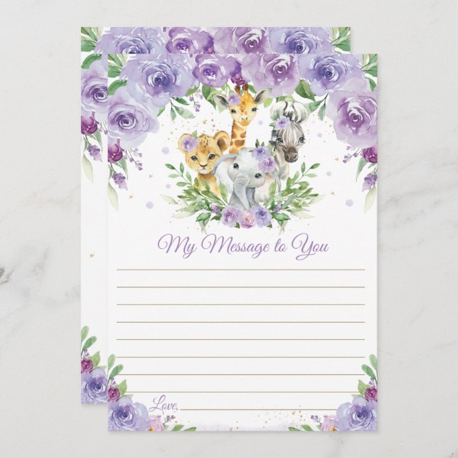 Jungle Animals Floral Time Capsule Message Card (Front/Back)
