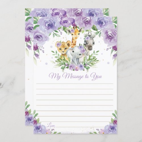 Jungle Animals Floral Time Capsule Message Card