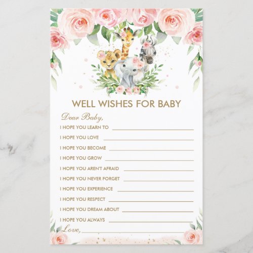 Jungle Animals Floral Well Wishes for Baby Card