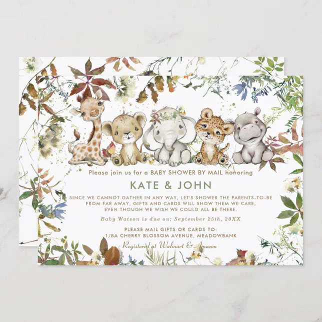 Jungle Animals Gender Neutral Baby Shower by Mail Invitation | Zazzle