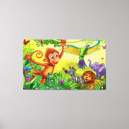 Jungle animals giant canvas kids bedroom print