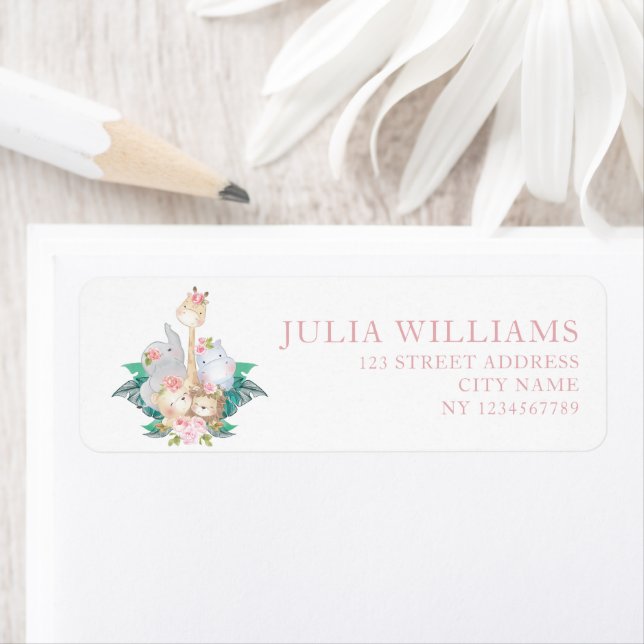 Jungle Animals Girl Birthday Address Label (Insitu)