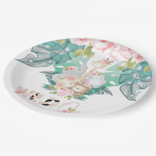 Jungle Animals Girl Birthday Wild One Paper Plates