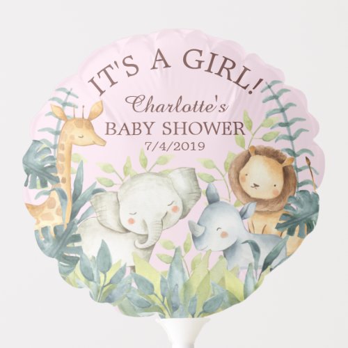 Jungle Animals GIRLS Baby Shower Balloon