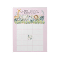 Jungle Animals Girls Baby Shower Bingo Game Notepad