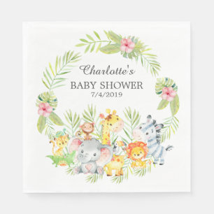 Jungle Animals Girls Baby Shower Paper Napkins