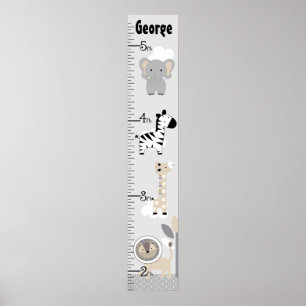 Jungle Animals Gray Growth Chart Keep at 8x44!