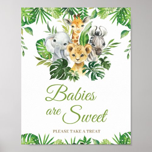 Jungle Animals Greenery Babies are Sweet Treat  Po Poster