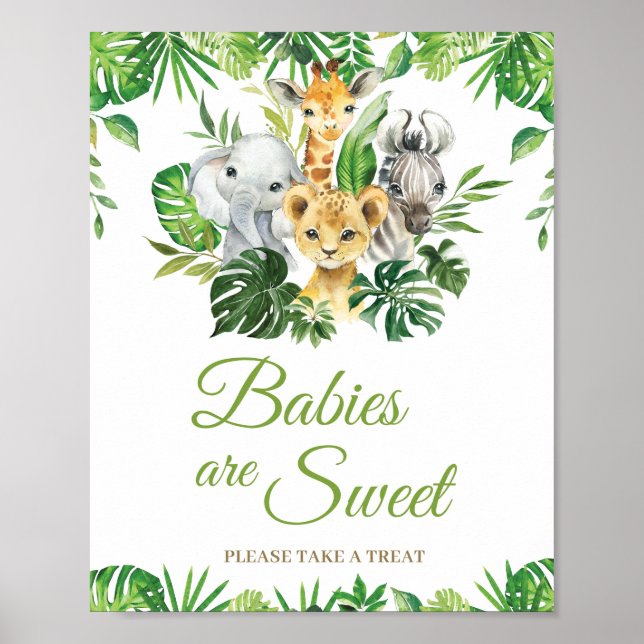Jungle Animals Greenery Babies are Sweet Treat  Po Poster (Front)