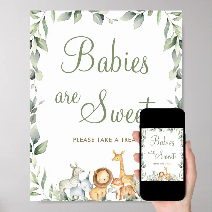 Jungle Animals Greenery Babies Are Sweet Treat Poster Zazzle jungle-animals-greenery-babies-are-sweet-treat-poster-zazzle