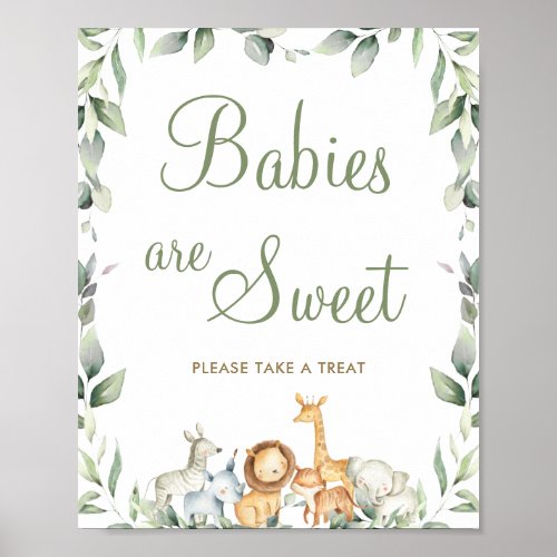 Jungle Animals Greenery Babies are Sweet Treat  Poster