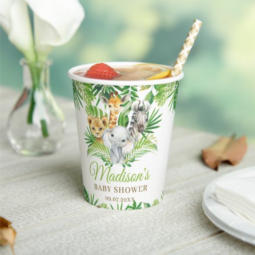 Jungle Animals Greenery Baby Shower Birthday  Pape Paper Cups