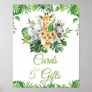 Jungle Animals Greenery Baby Shower Cards & Gifts  Poster