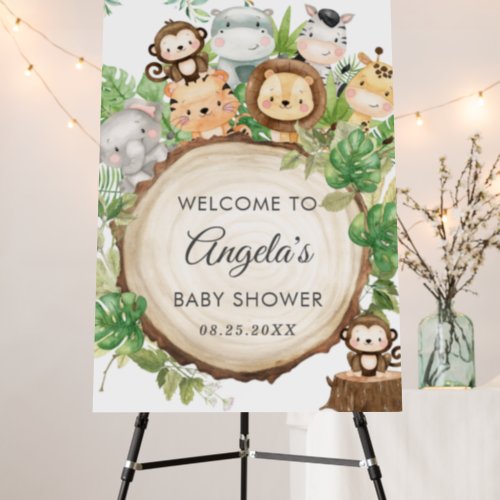 Jungle Animals Greenery Baby Shower Welcome Sign