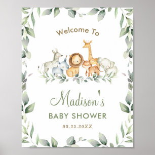 Jungle Animals Greenery Baby Shower Welcome Sign