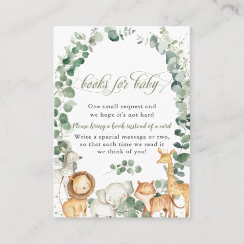 Jungle Animals Greenery Bring a Book for Baby  Enclosure Card