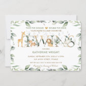 Jungle Animals Greenery Twins Neutral Baby Shower Invitation (Front)