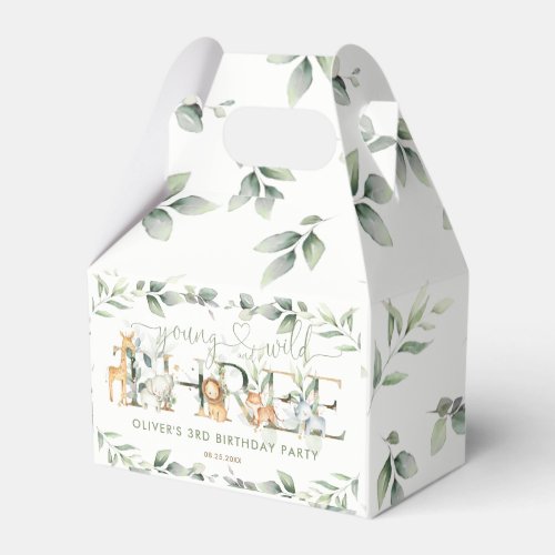 Jungle Animals Greenery Young Wild 3rd Birthday Favor Boxes