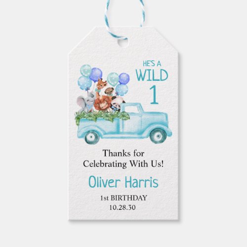 Jungle Animals Hes A Wild One 1st Birthday Gift Tags