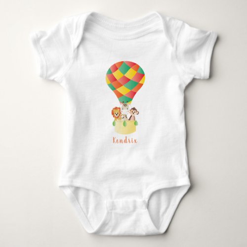 Jungle Animals Hot Air Balloon Colorful Baby Bodysuit