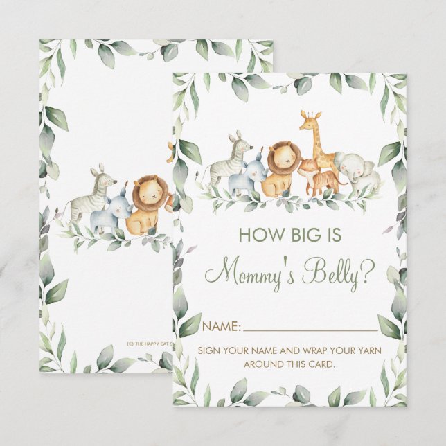 Jungle Animals How Big is Mommy's Belly Game Card (Front/Back)