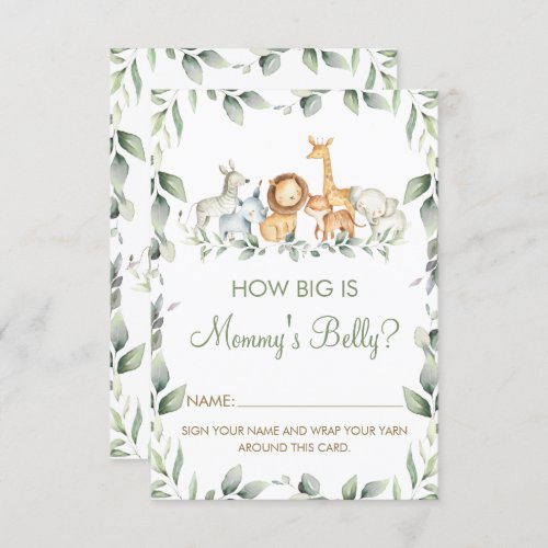 Jungle Animals How Big is Mommys Belly Game Card
