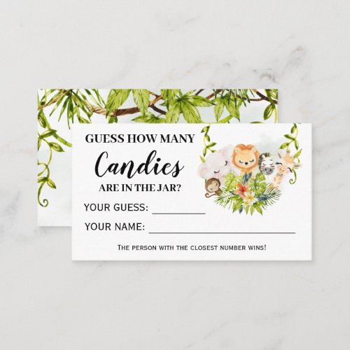 Jungle Animals How Many Candies Baby Shower card