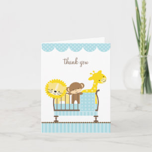 Jungle Animals in a Crib (Blue) Note Cards