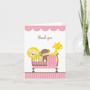 Jungle Animals in a Crib (Pink) Note Card