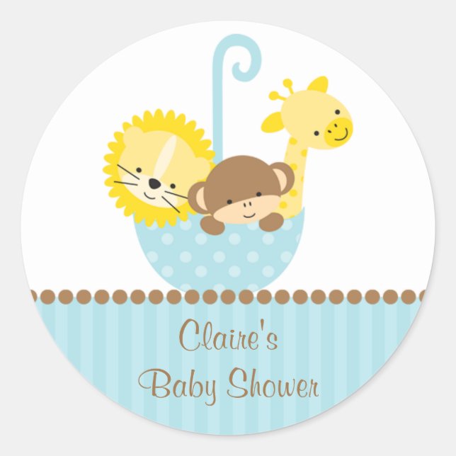 Jungle Animals in Blue Umbrella Stickers (Front)
