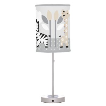 Jungle Animals In Gray Baby Nursery Lamp by Personalizedbydiane at Zazzle