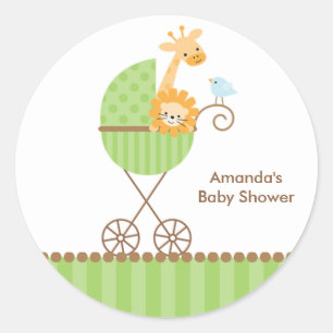 Jungle Animals in Green Stroller Stickers