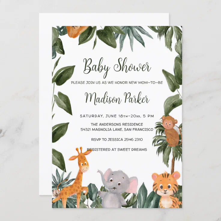 Jungle Animals Invitation | Zazzle