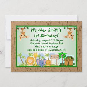 Jungle Animals Kid Adult Birthday Invitation