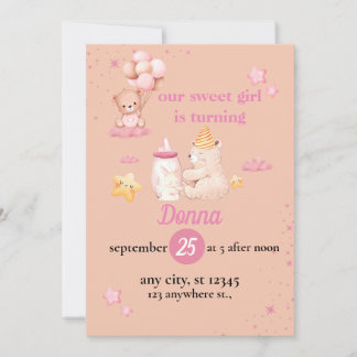 Jungle Animals Kids 1st birthday party Invitation