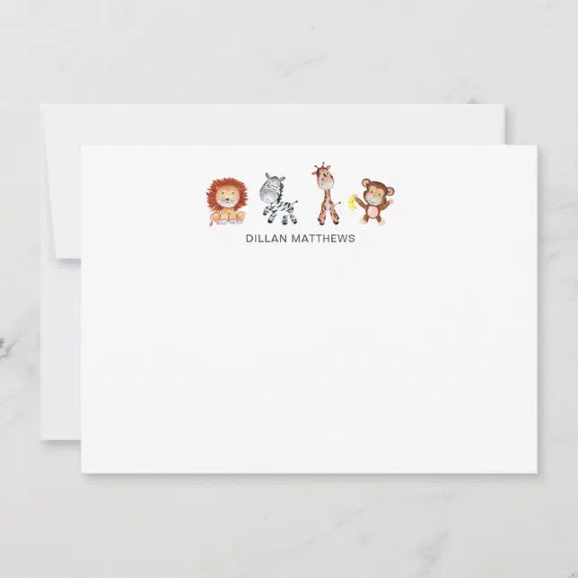 Jungle Animals Kids note cards | Zazzle