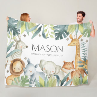Jungle animals large safari blanket for kids