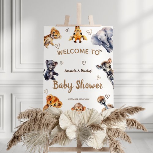 Jungle Animals Minimalist Baby Shower Welcome Sign