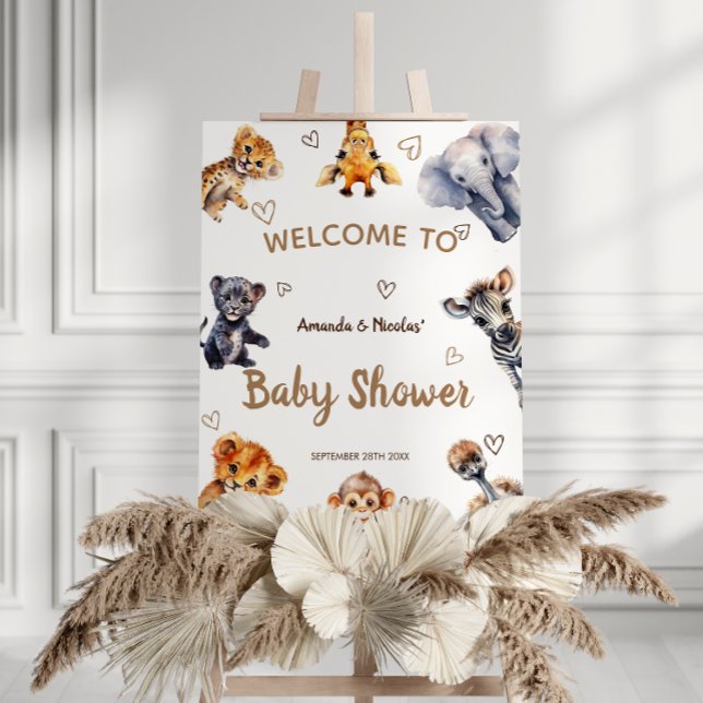 Jungle Animals Minimalist Baby Shower Welcome Sign (Creator Uploaded)