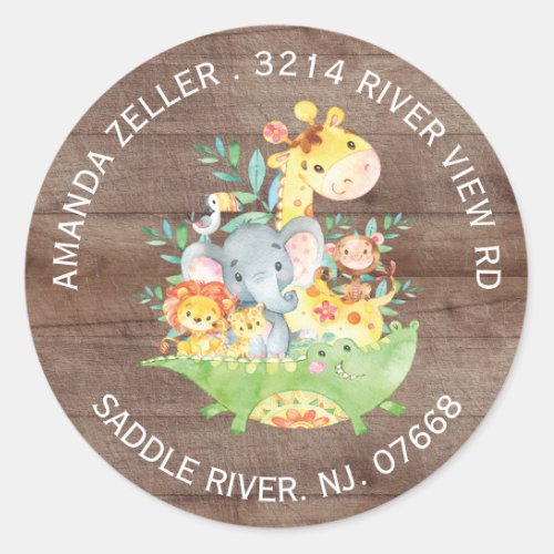 Jungle Animals Neutral Baby Shower Address Label