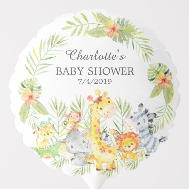 Jungle Animals Neutral Baby Shower Balloon (Front)