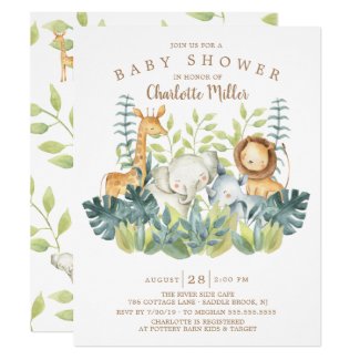 Jungle Animals Neutral Baby Shower Invitation