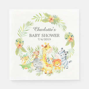 Jungle Animals Neutral Baby Shower Paper Napkins