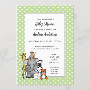 Jungle Animals neutral gender baby shower Invitation