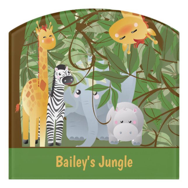 Jungle Animals Nursery Door Sign (Contour Front)