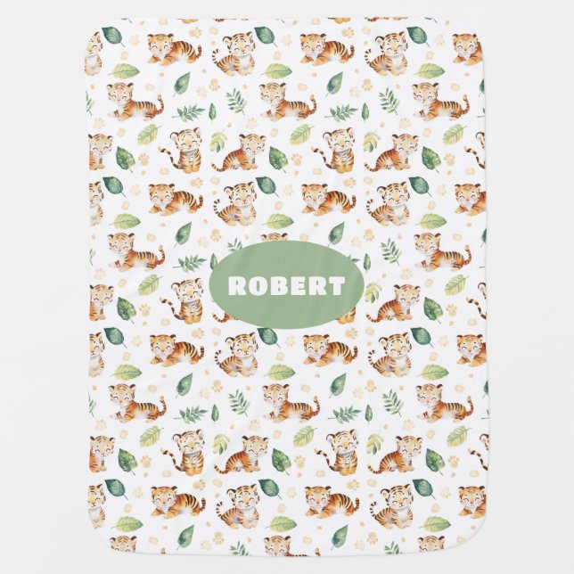 Jungle Animals Nursery Room Cute Tiger Pattern Baby Blanket (Front)