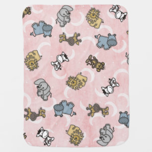 Jungle Animals Over The Moon Receiving Blanket