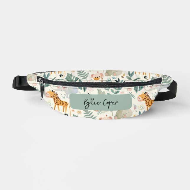 Jungle Animals Pastels Back To School Custom Kids' Fanny Pack (Front)